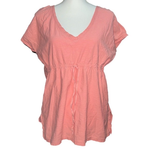 J. Jill - Cotton Cinch Waist Peach Top - Size Medium - Picture 5 of 7